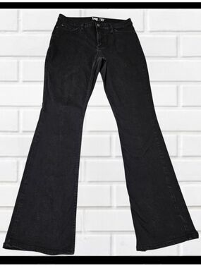 LEE Women's Mid Rise Bootcut Jeans Black Denim Size 14L Regular Fit Stretch Long